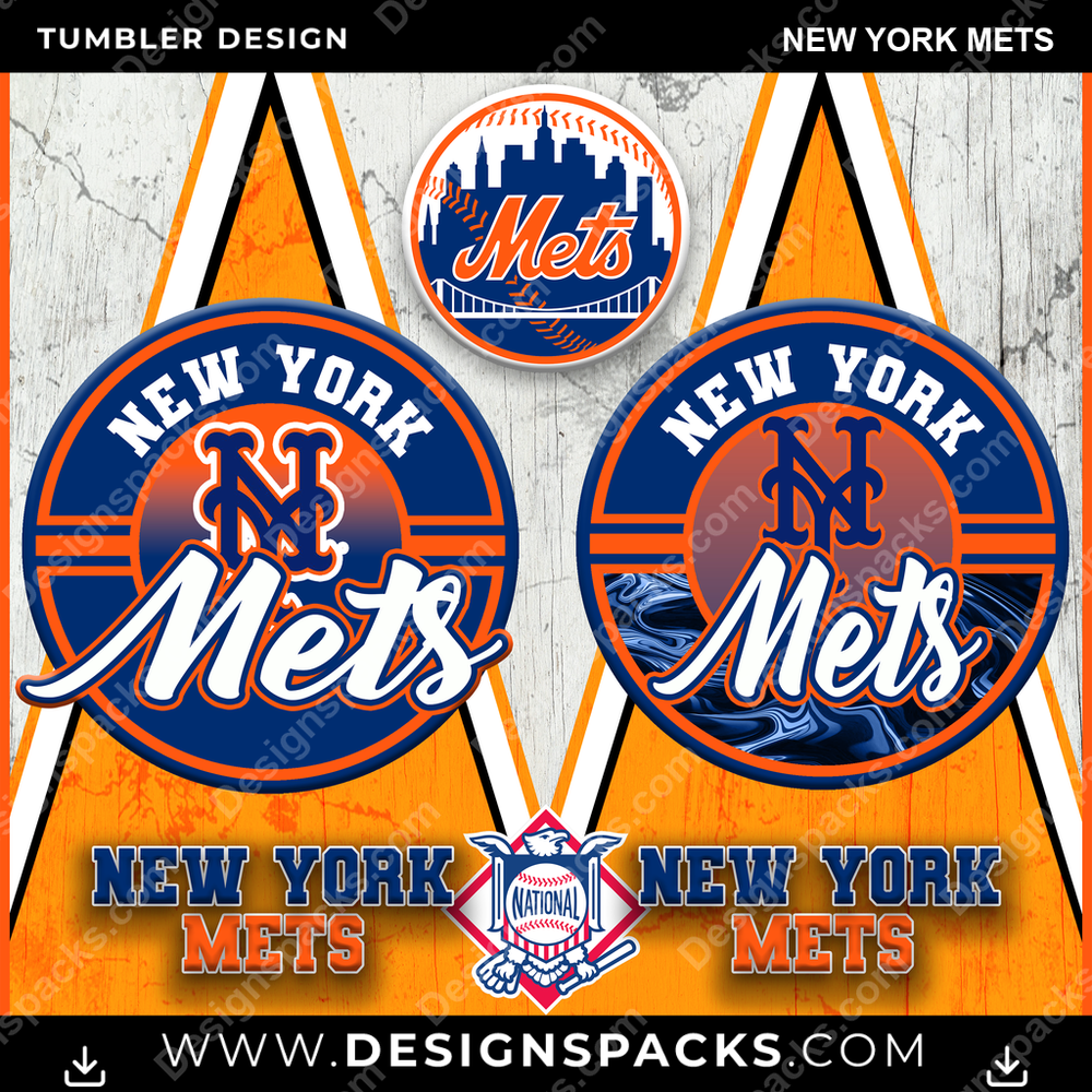 Baseball Sports New York Mets MLB Baseball Tumbler Digital Wrap Design Download