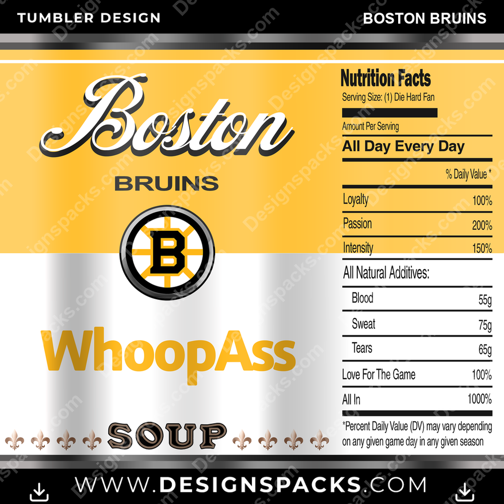 Ice Hockey Soup Can Boston Bruins NHL Hockey Tumbler Digital Wrap Design Download