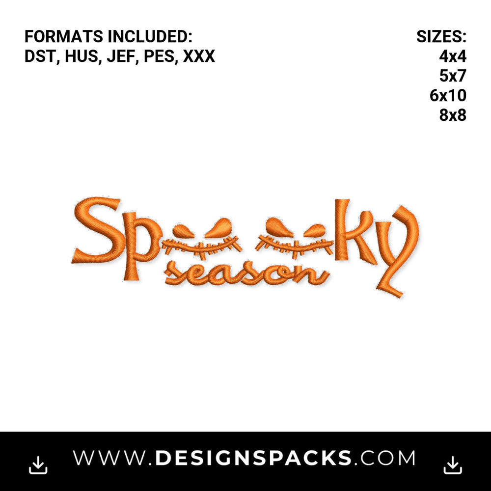 Spooky Season Halloween Pumpkin Face Embroidery Design - Instant digital download pattern at Designspacks.com