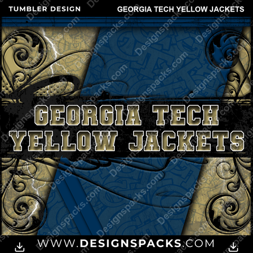 College Sport Elegant Georgia Tech Yellow Jackets NCAA College Sport Tumbler Digital Wrap Design Download