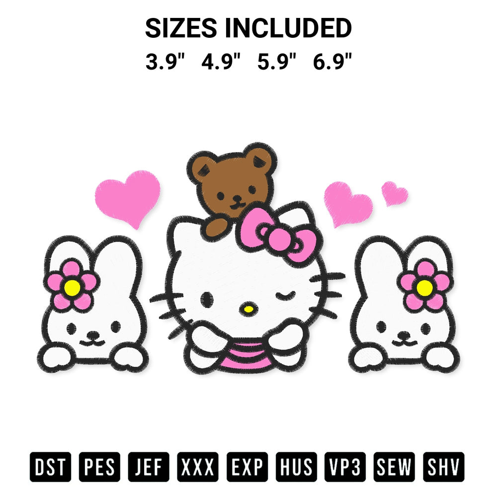 Download the Hello Kitty Funny Embroidery Design machine embroidery design exclusively at Designspacks.com. Premium digitized pattern for apparel and DIY crafts. Available sizes: 3.9", 4.9", 5.9", 6.9".