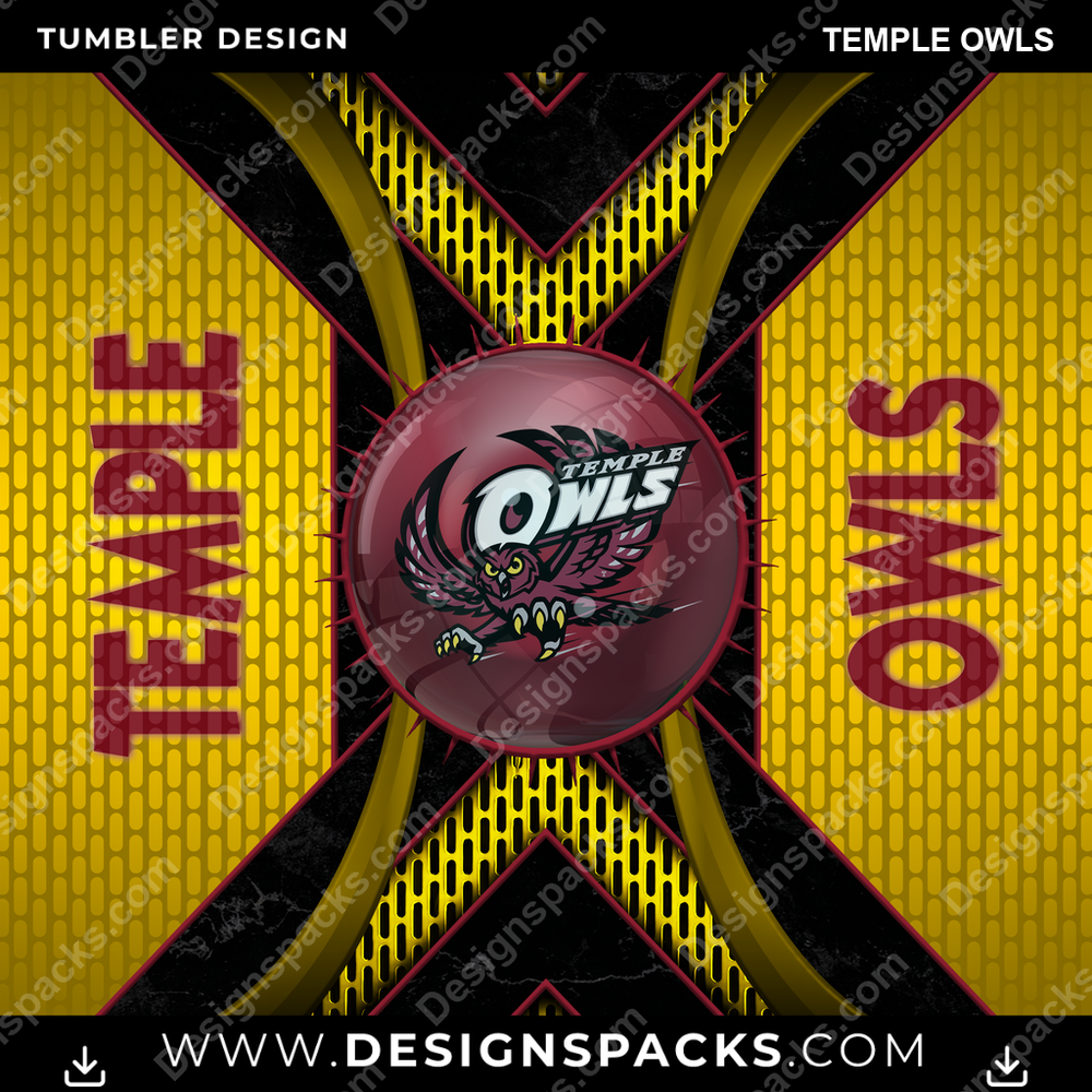College Sport Metal Grating Temple Owls NCAA College Sport Tumbler Digital Wrap Design Download