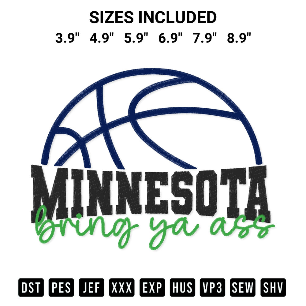 Create amazing crafts with the Bring Ya Ass Nba Embroidery Design embroidery file. High-quality digital download from Designspacks.com, perfect for beginners and pros. Available sizes: 3.9", 4.9", 5.9", 6.9", 7.9", 8.9".