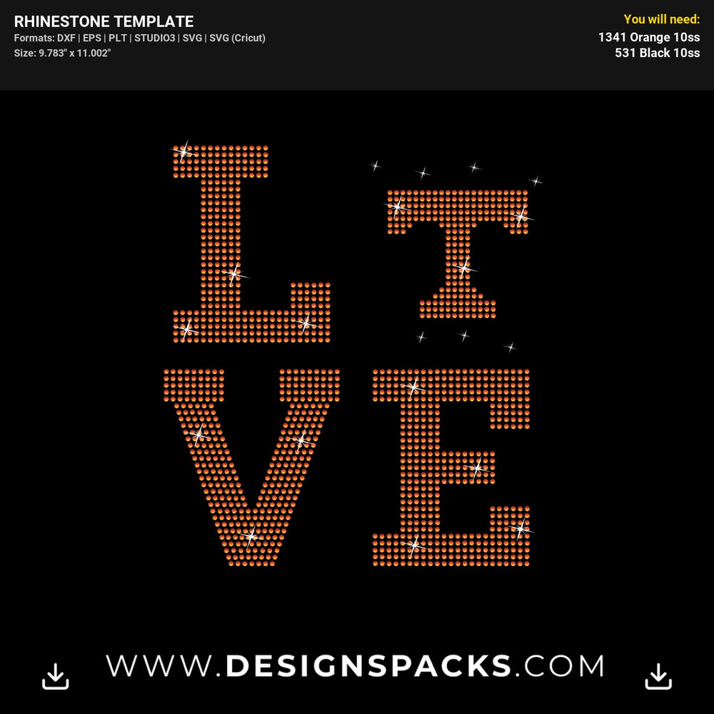 Love Tennessee Vols Rhinestone Digital Template