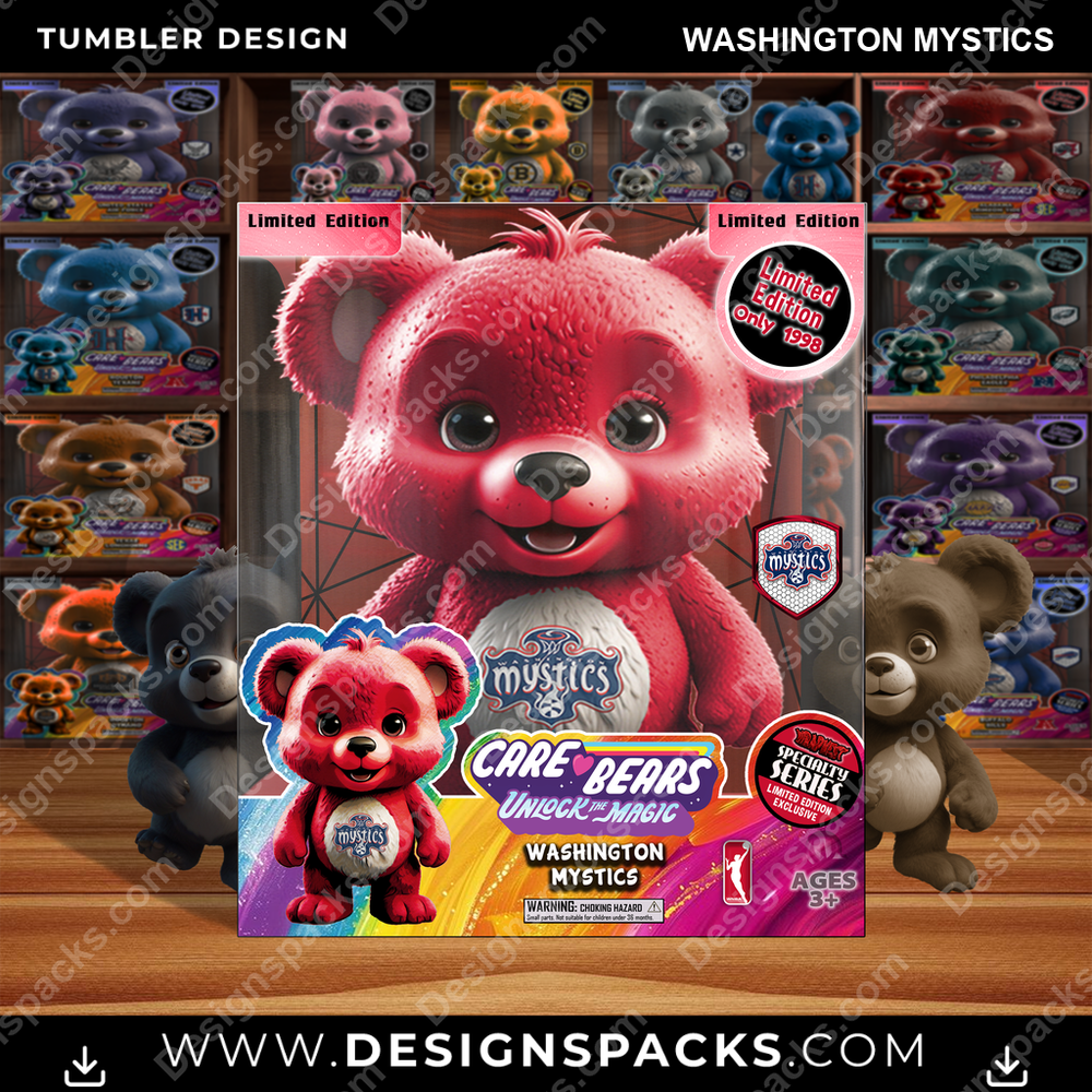 Basketball Care Bear Box Washington Mystics Tumbler Digital Wrap Design
