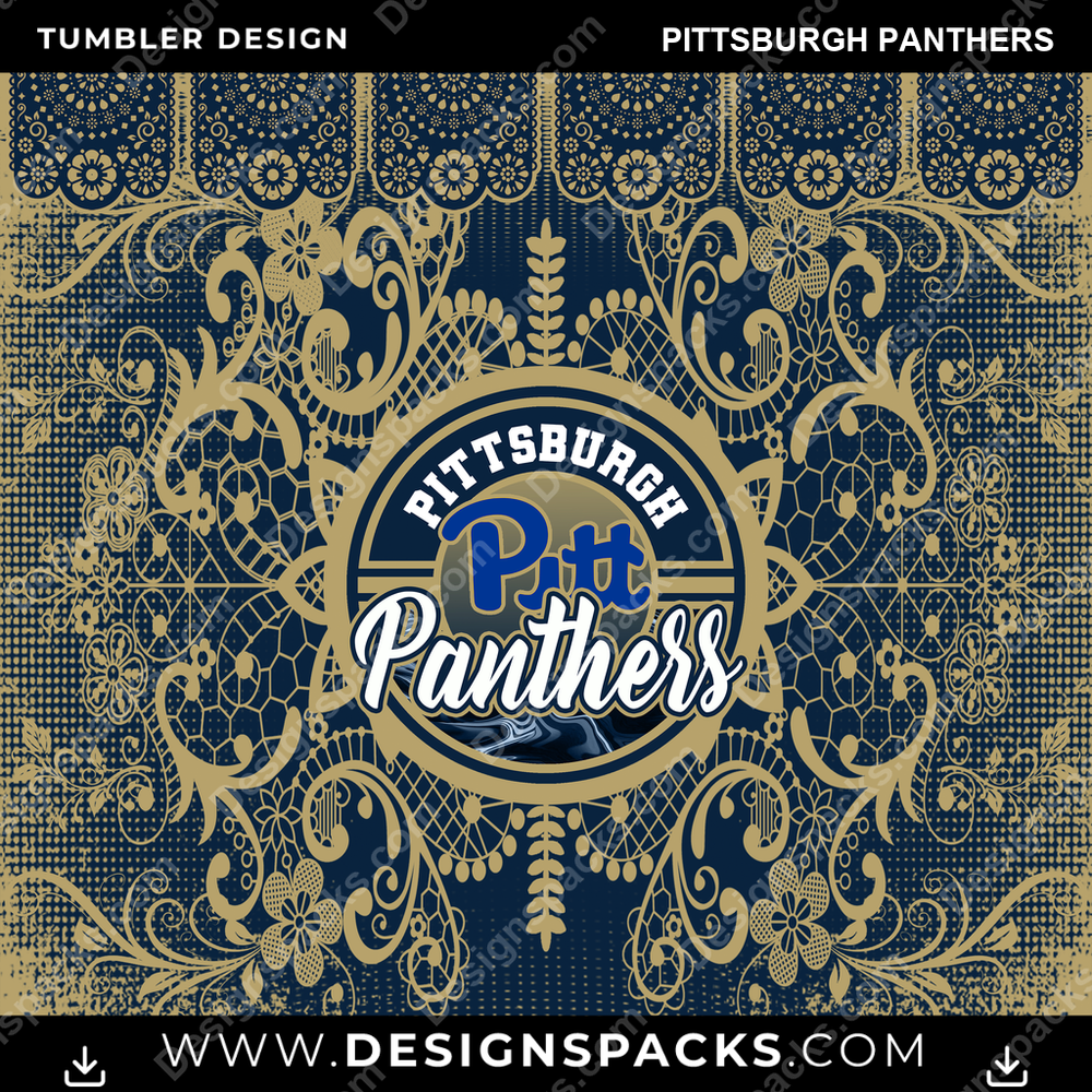 College Sport Lace & Logo Pittsburgh Panthers Tumbler Digital Wrap Design