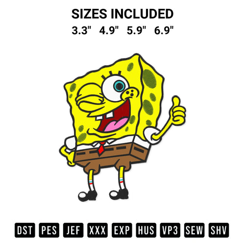 Stitch like a pro with the Spongebob Funny Embroidery Design embroidery pattern from Designspacks.com. High-quality digital machine embroidery file. Available sizes: 3.3