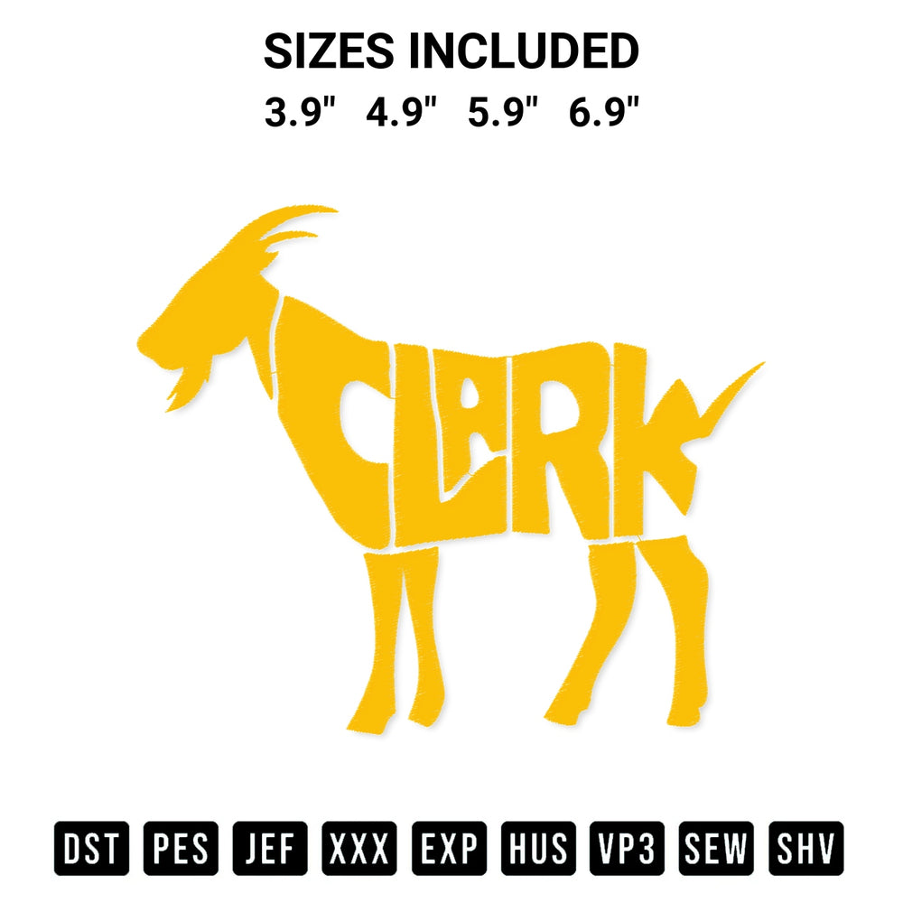 Create amazing crafts with the Iowa Womens Basketball Clark Goat Embroidery Design embroidery file. High-quality digital download from Designspacks.com, perfect for beginners and pros. Available sizes: 3.9", 4.9", 5.9", 6.9".