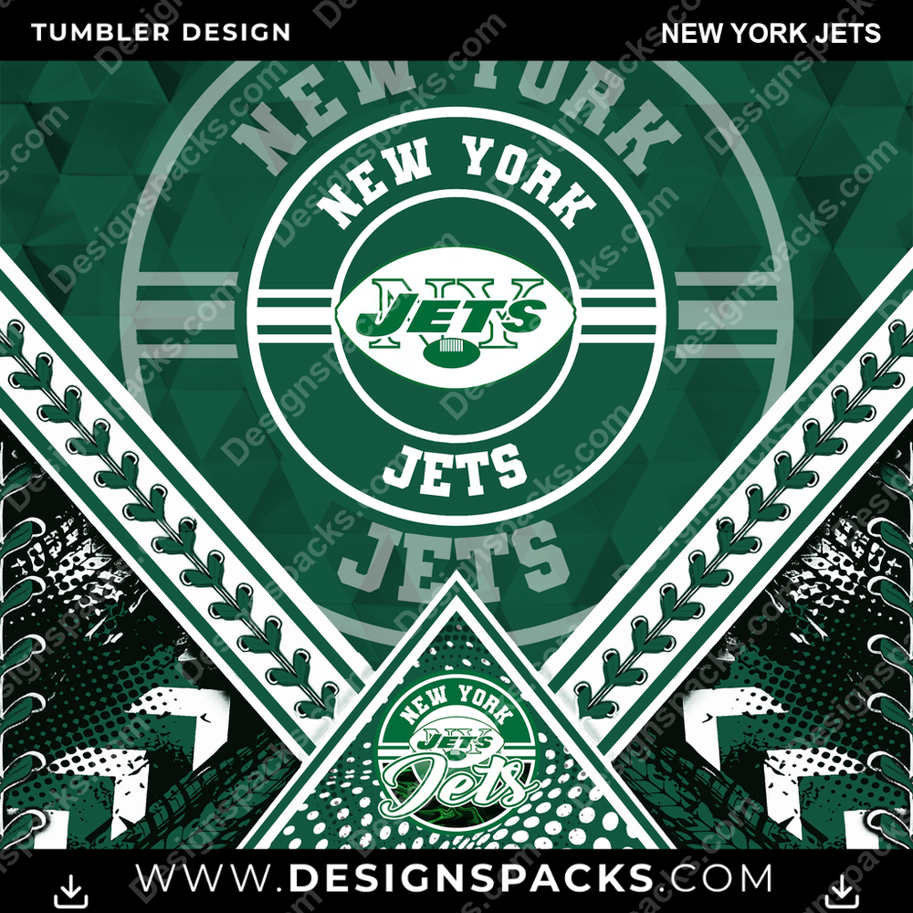 Football Diamond New York Jets NFL Football Tumbler Digital Wrap Design Download