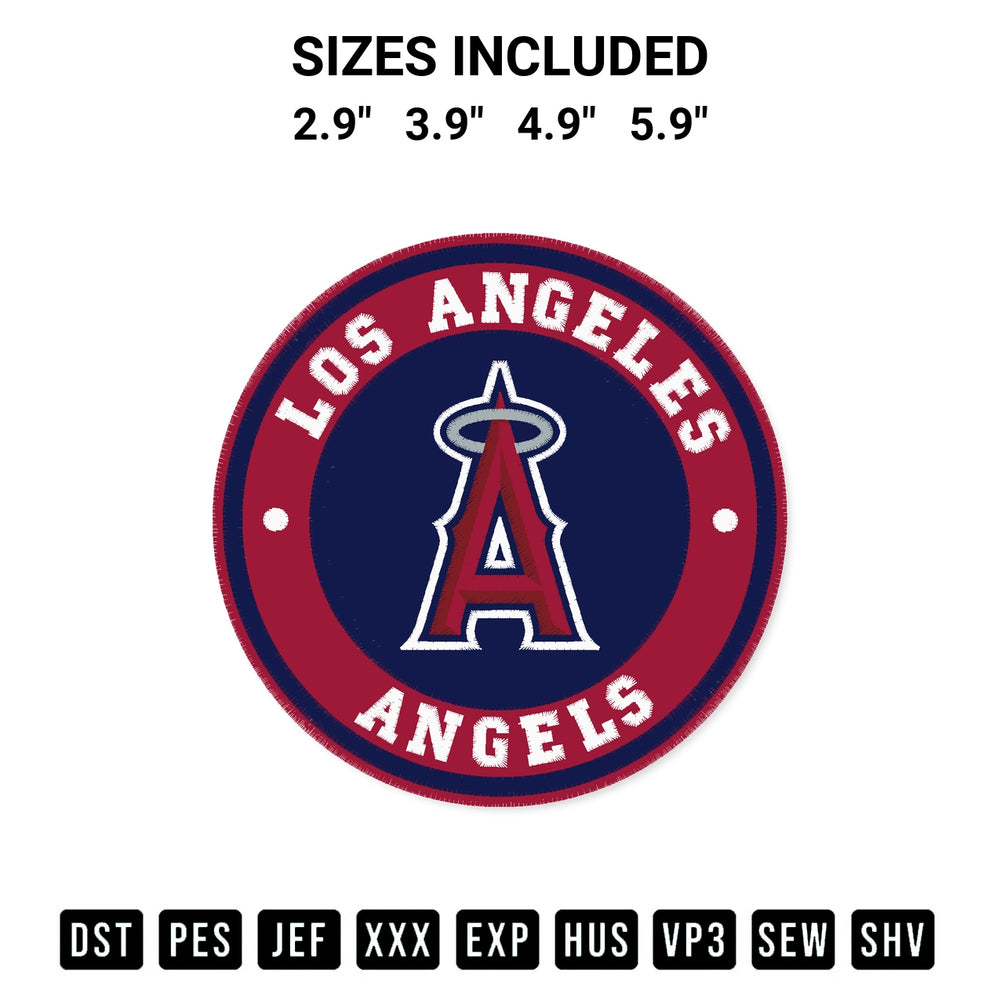 Create amazing crafts with the Los Angeles Angels Circle Mlb Embroidery Design embroidery file. High-quality digital download from Designspacks.com, perfect for beginners and pros. Available sizes: 2.9", 3.9", 4.9", 5.9".