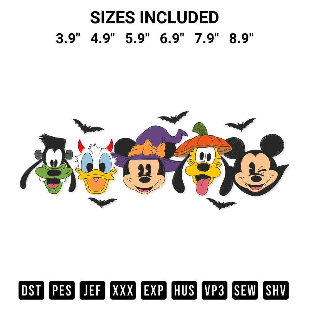 Create amazing crafts with the Disney Characters Halloween Embroidery Design embroidery file. High-quality digital download from Designspacks.com, perfect for beginners and pros. Available sizes: 3.9", 4.9", 5.9", 6.9", 7.9", 8.9".