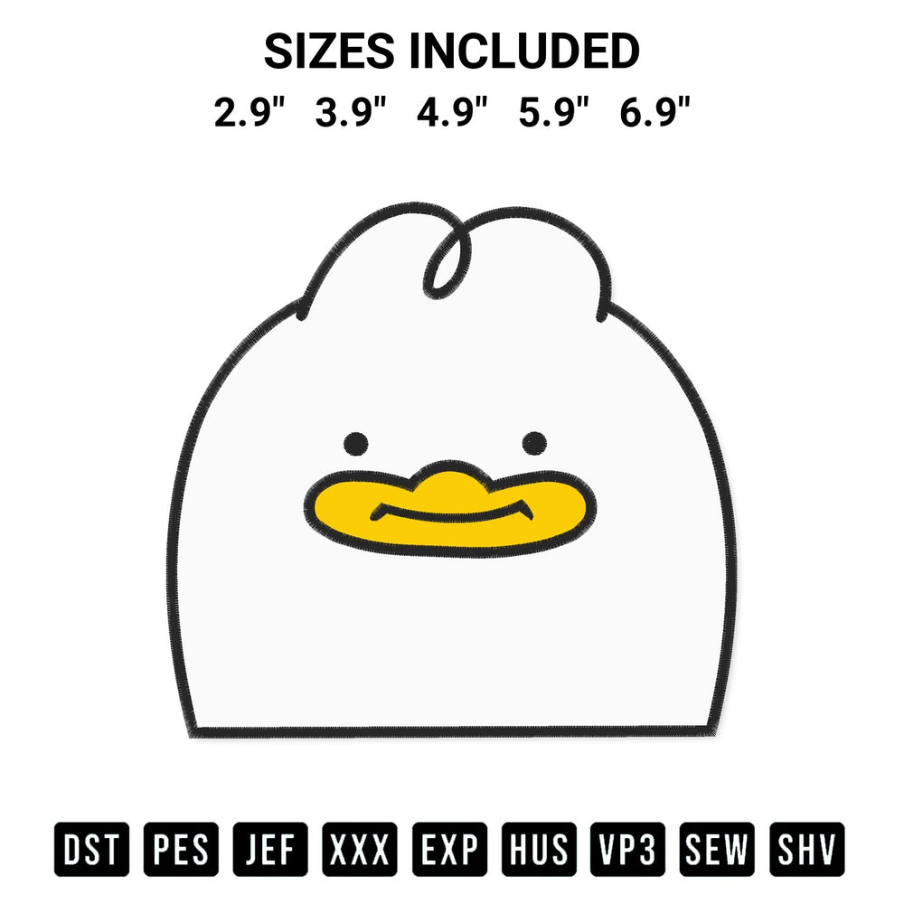 Stitch like a pro with the Kpop Demon Hunter Duck Embroidery Design embroidery pattern from Designspacks.com. High-quality digital machine embroidery file. Available sizes: 2.9", 3.9", 4.9", 5.9", 6.9".