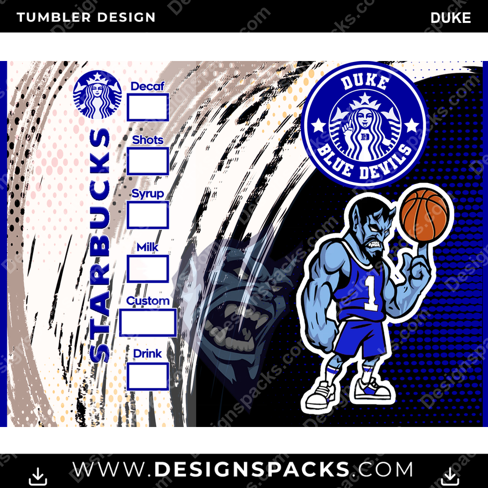 College Sport Starbucks Duke Tumbler Digital Wrap Design