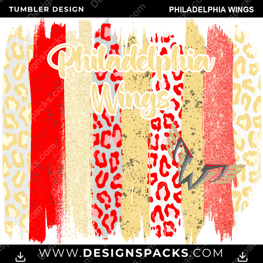 Lacrosse Brush Strokes Philadelphia Wings PLL Lacrosse Tumbler Digital Wrap Design Download