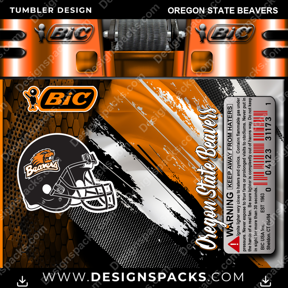 College Sport BIC Lighter Oregon State Beavers Tumbler Digital Wrap Design