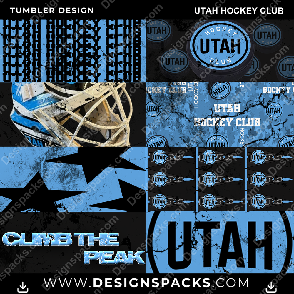Hockey Distressed BG Utah Club NHL Tumbler Digital Wrap Design Download