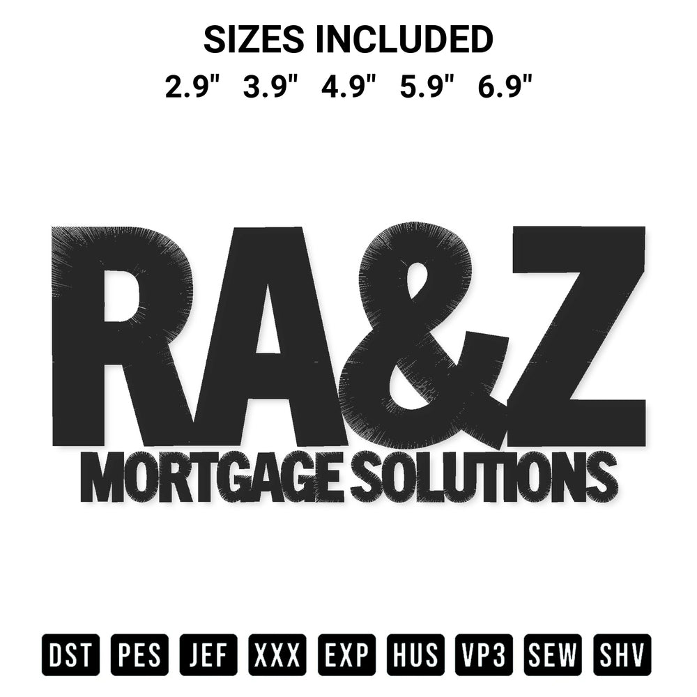 Download the Raz Mortgage Solutions Embroidery Design machine embroidery design exclusively at Designspacks.com. Premium digitized pattern for apparel and DIY crafts. Available sizes: 2.9", 3.9", 4.9", 5.9", 6.9".