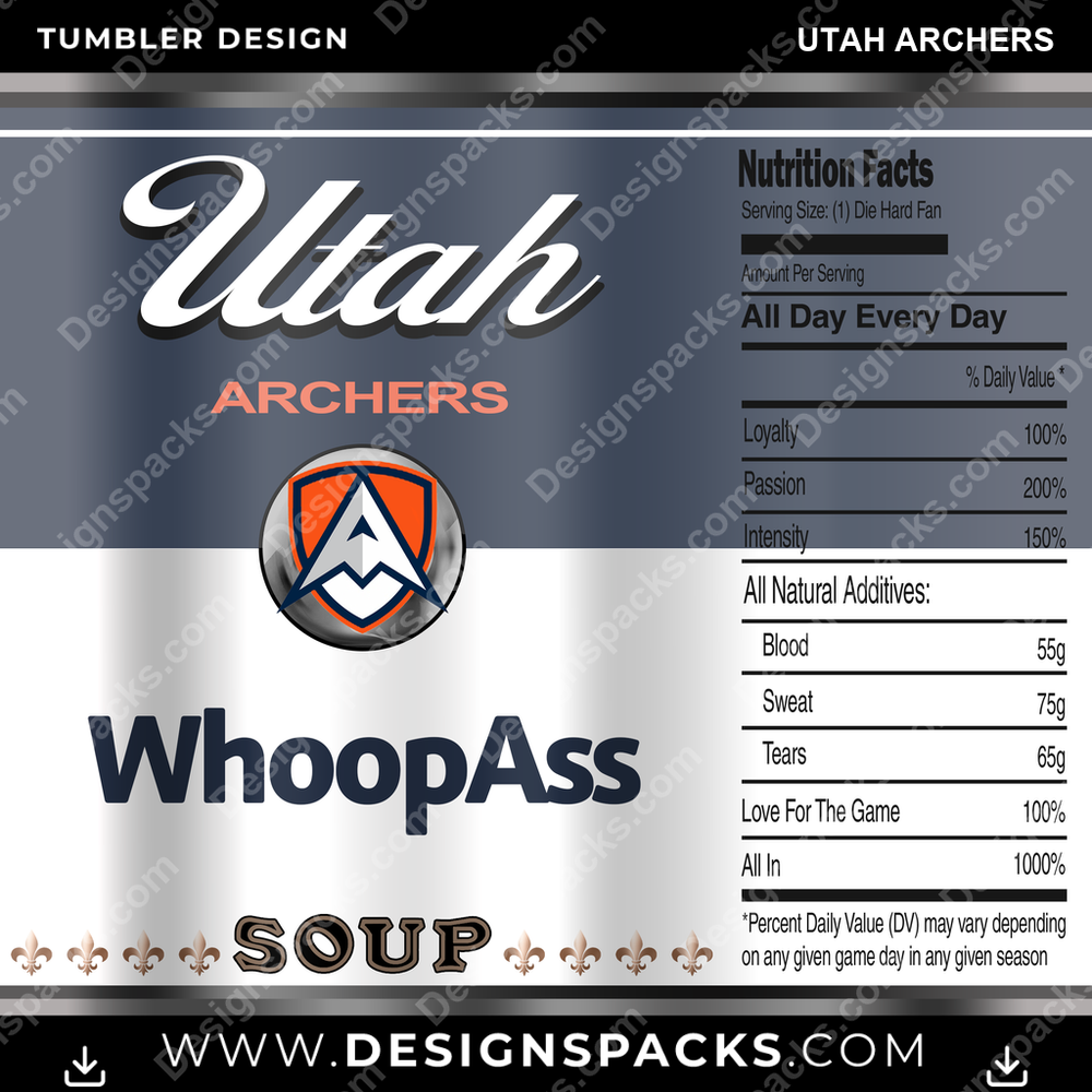 Lacrosse Soup Can Utah Archers Tumbler Digital Wrap Design