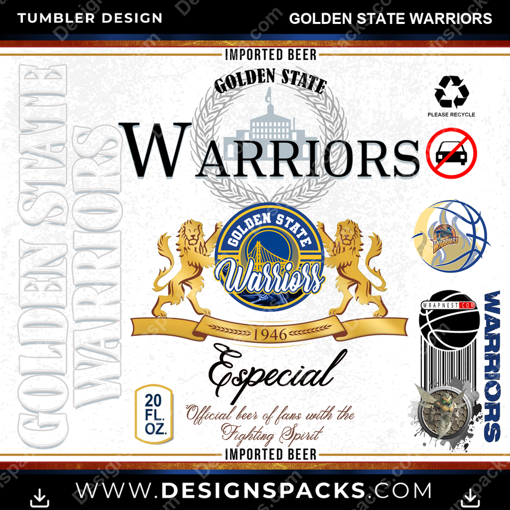 Basketball Modelo Golden State Warriors Tumbler Digital Wrap Design
