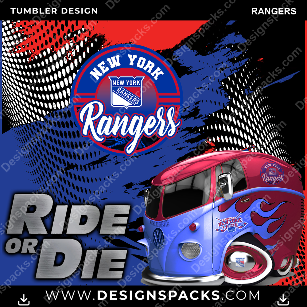 Ice Hockey RIDE or DIE RANGERS NHL Hockey Tumbler Digital Wrap Design Download