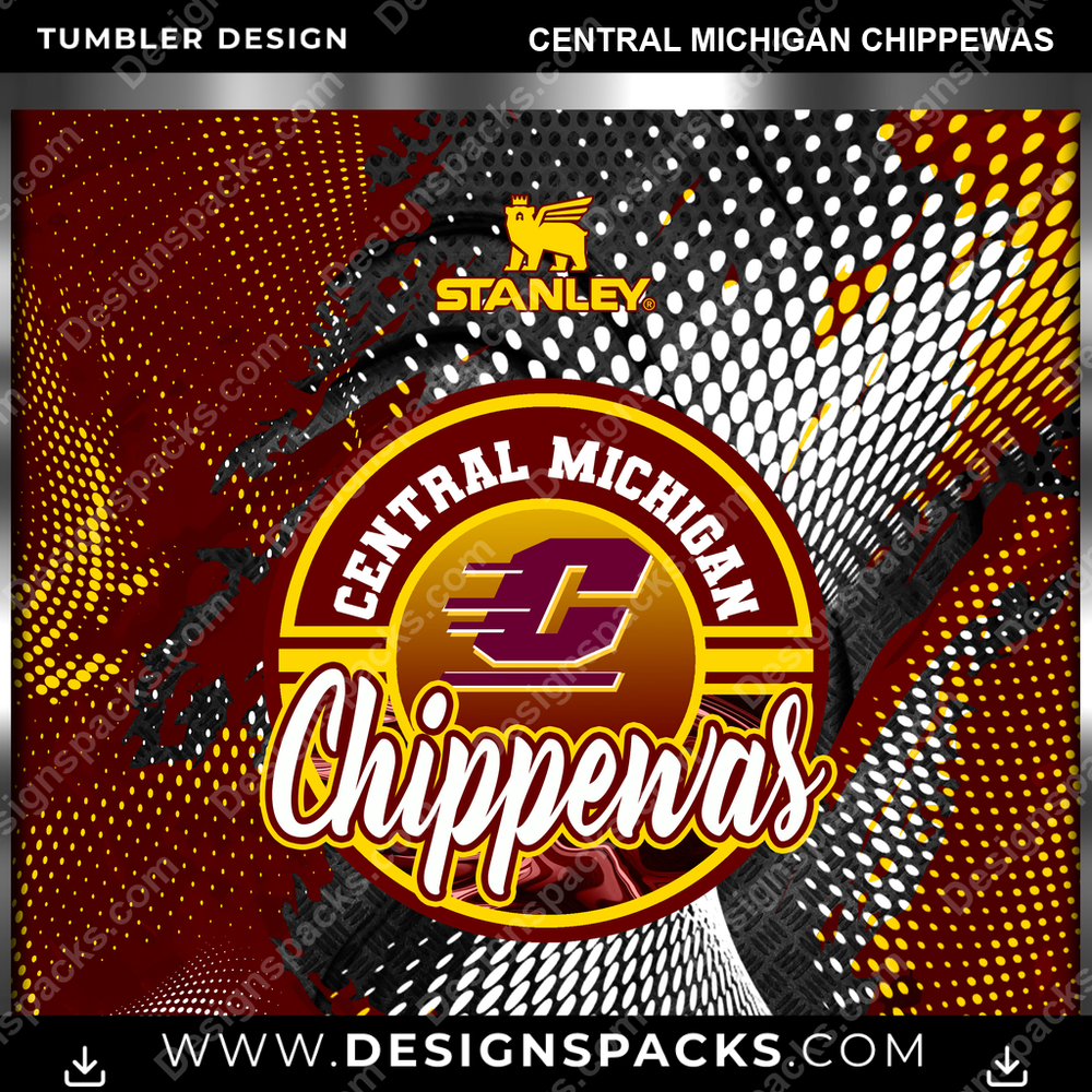 College Sport Stanley Central Michigan Chippewas NCAA College Sport Tumbler Digital Wrap Design Download