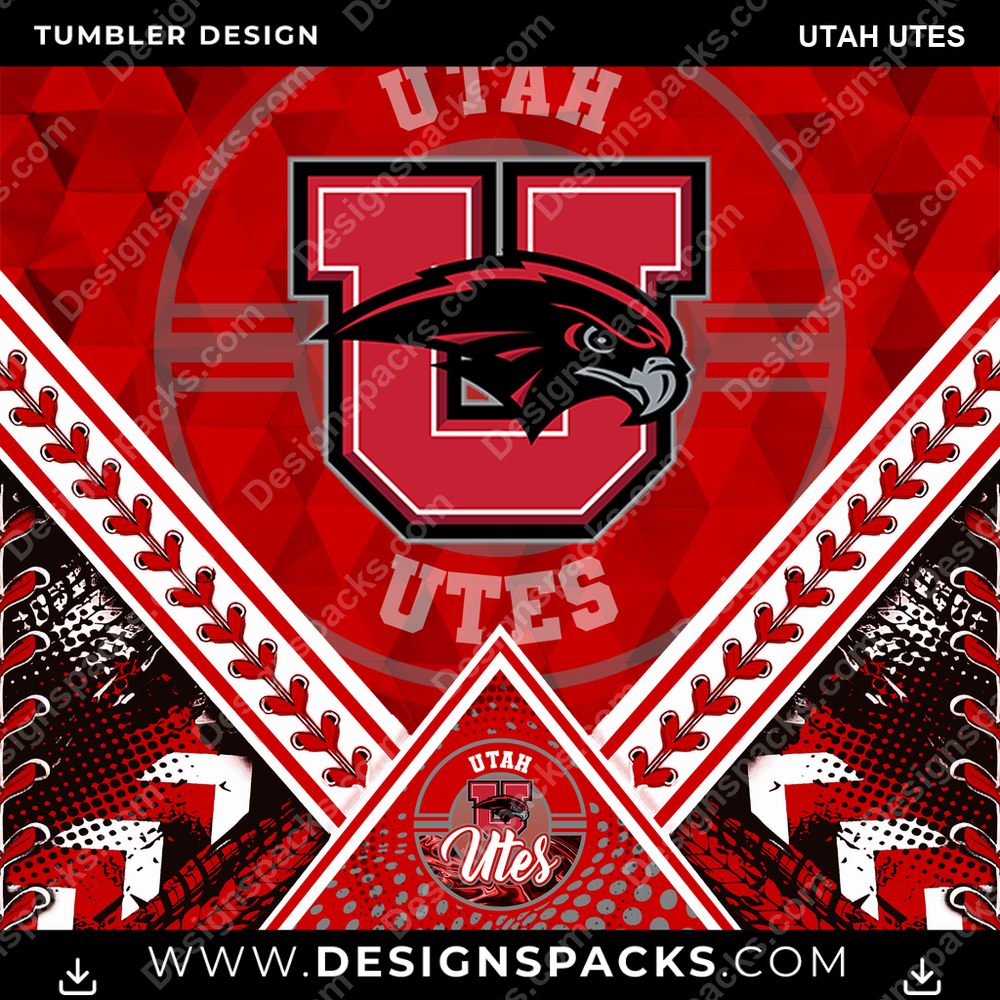 College Sport Diamond Utah Utes Tumbler Digital Wrap Design