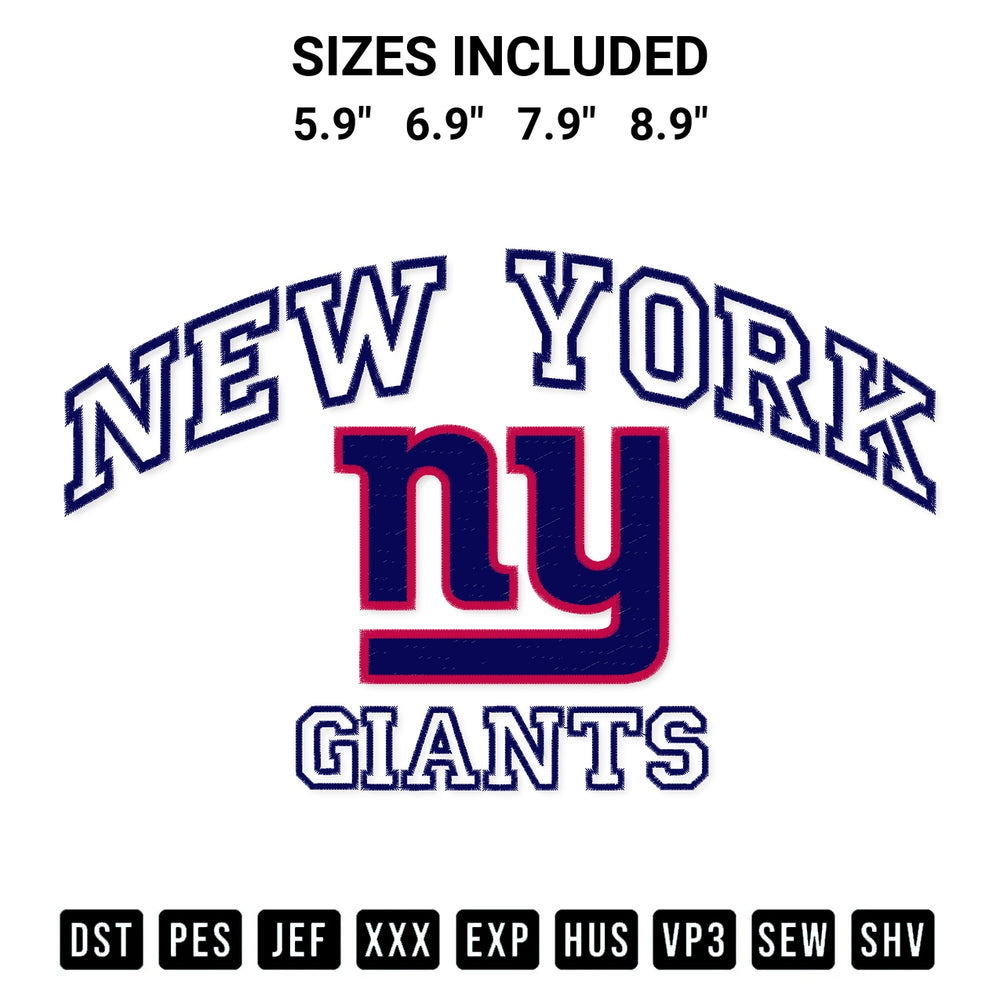 Looking for the perfect pattern? Download the New York Giants Embroidery Design embroidery design today at Designspacks.com. Crisp, clean stitching guaranteed. Available sizes: 5.9", 6.9", 7.9", 8.9".