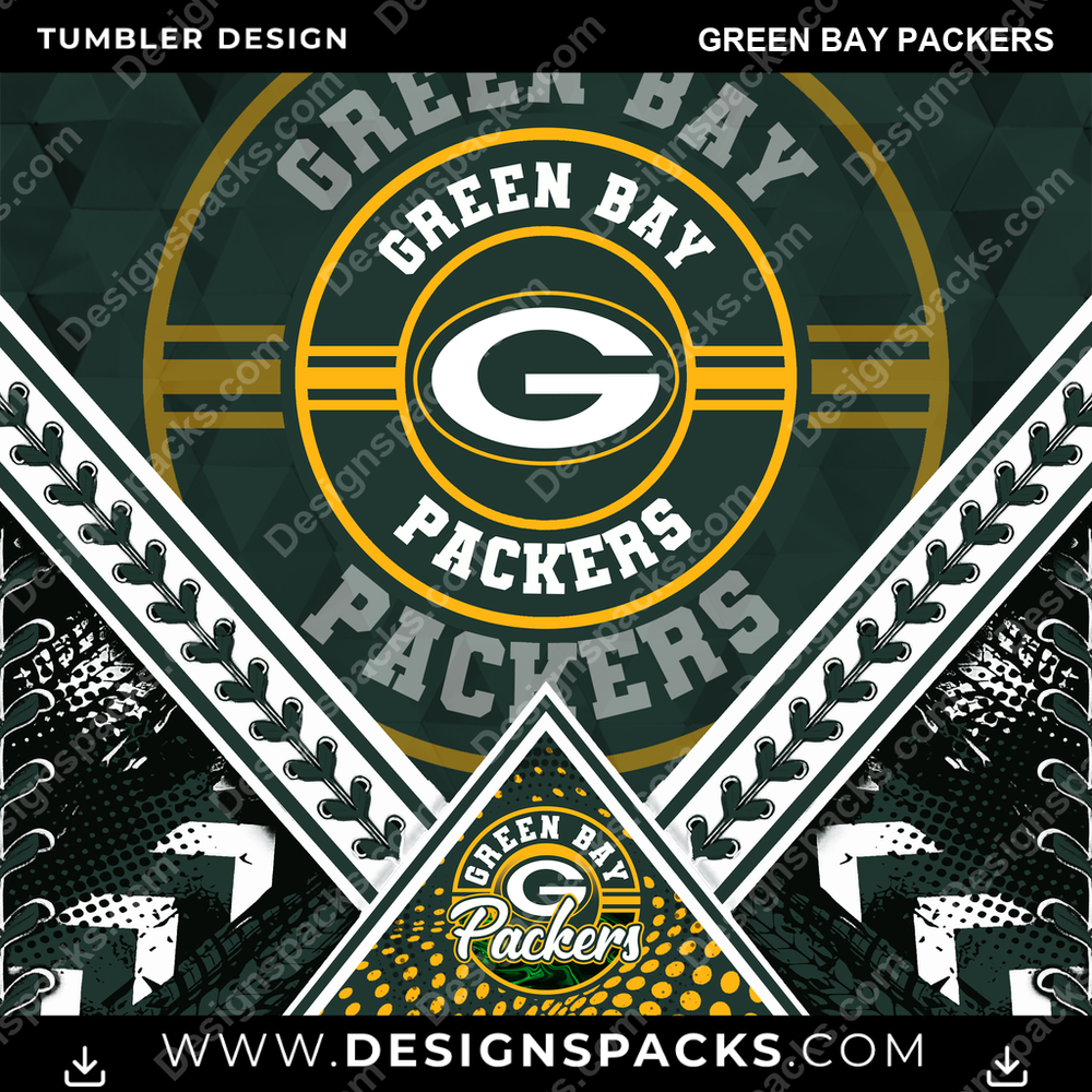 Football Diamond Green Bay Packers NFL Football Tumbler Digital Wrap Design Download