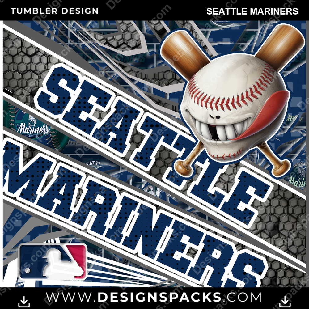 Baseball Angry Sports Seattle Mariners Tumbler Digital Wrap Design