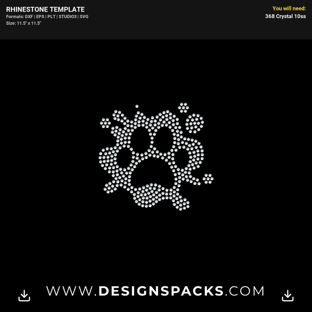 Splash Paw Rhinestone Digital Template