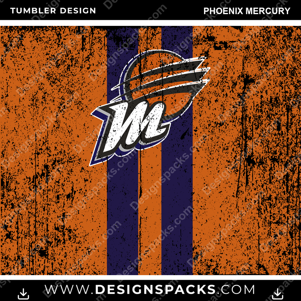 Basketball Grunge Style Phoenix Mercury Tumbler Digital Wrap Design
