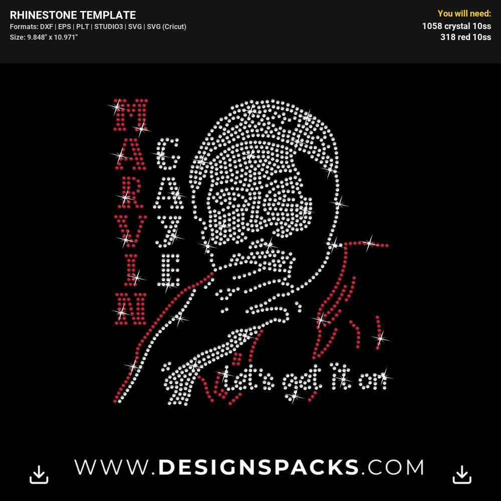 Marvin Gaye Rhinestone Digital Template