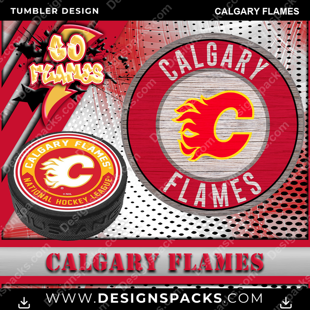 Hockey Go Team Calgary Flames Tumbler Digital Wrap Design