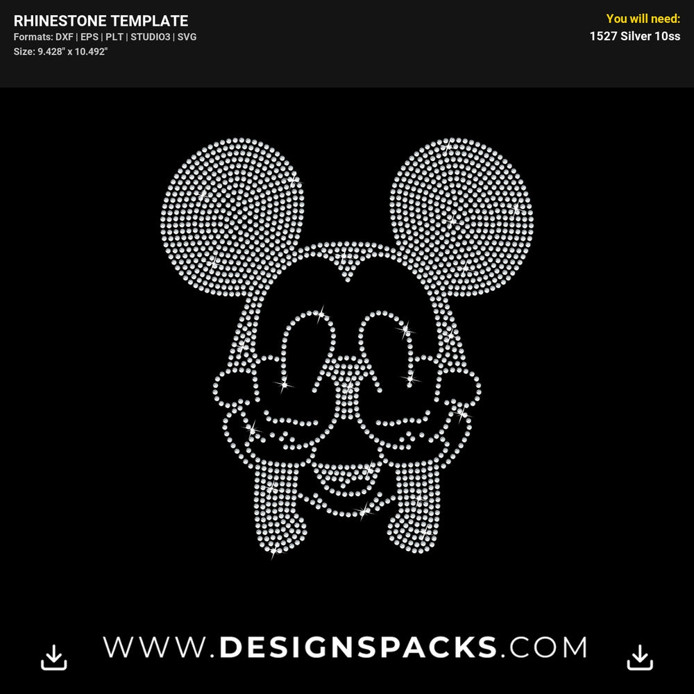 Mickey Middle Finger Rhinestone Digital Template
