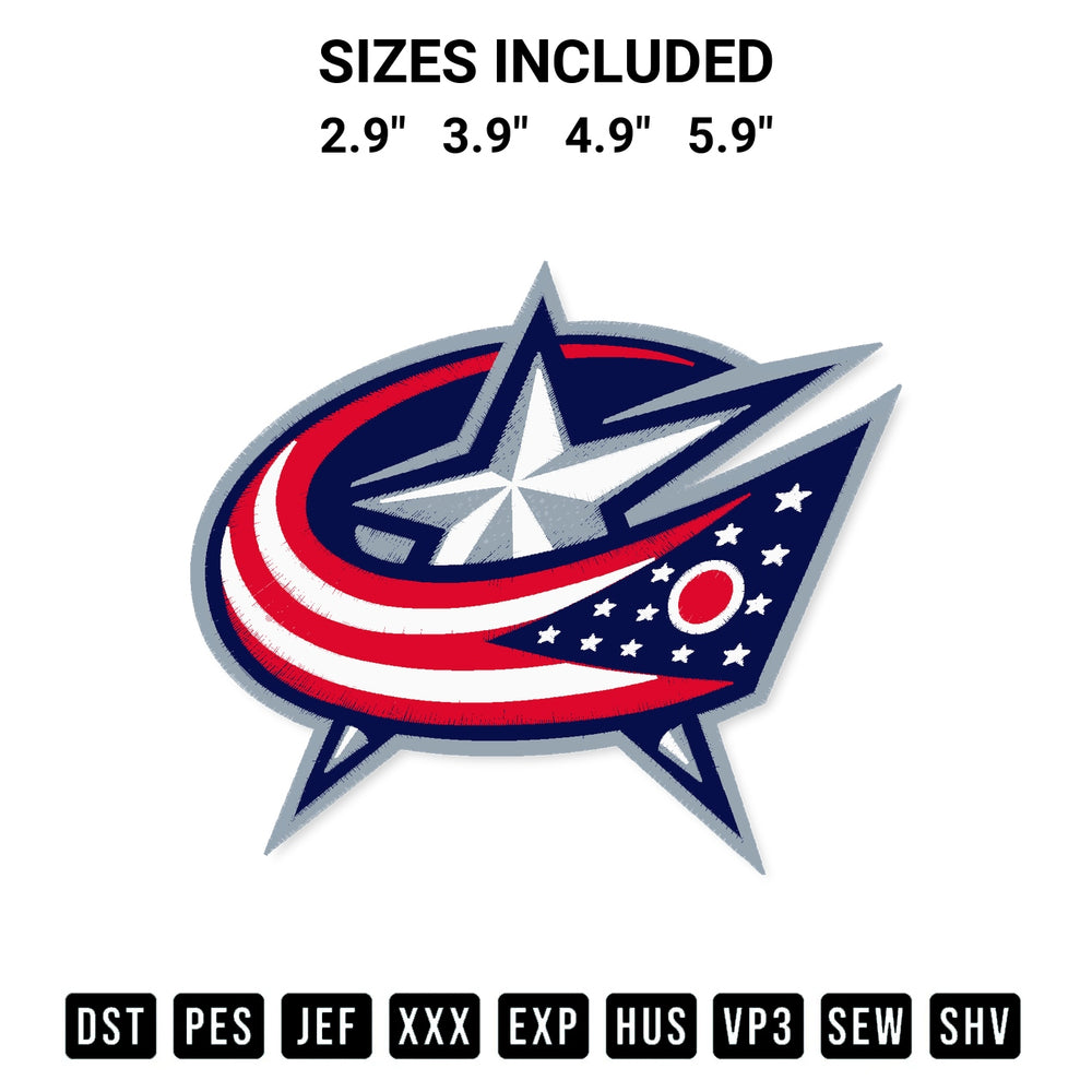 Discover the perfect addition to your crafting collection: Columbus Blue Jackets Logo Embroidery Design embroidery file. Instantly available at Designspacks.com. Available sizes: 2.9", 3.9", 4.9", 5.9".