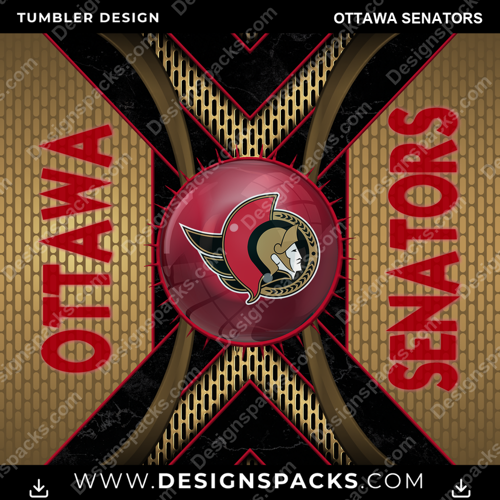 Ice Hockey Metal Grating Ottawa Senators Tumbler Digital Wrap Design