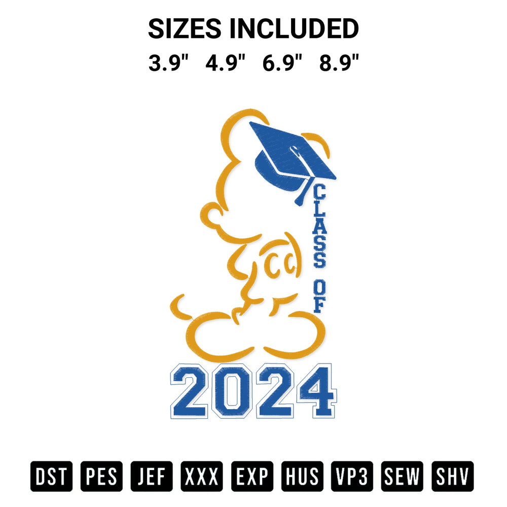 Looking for the perfect pattern? Download the Disney Mickey Class Of 2024 Embroidery Design embroidery design today at Designspacks.com. Crisp, clean stitching guaranteed. Available sizes: 3.9", 4.9", 6.9", 8.9".