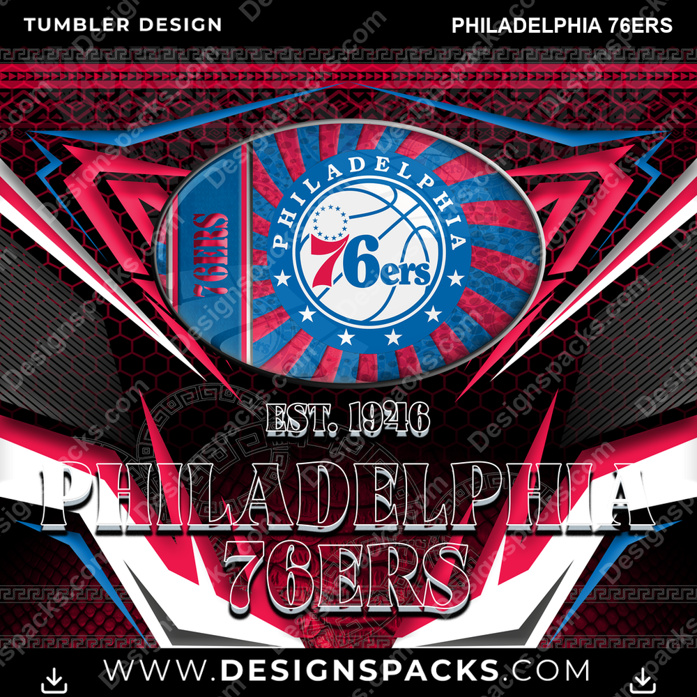 Basketball Tribal Philadelphia 76ers NBA Basketball Tumbler Digital Wrap Design Download