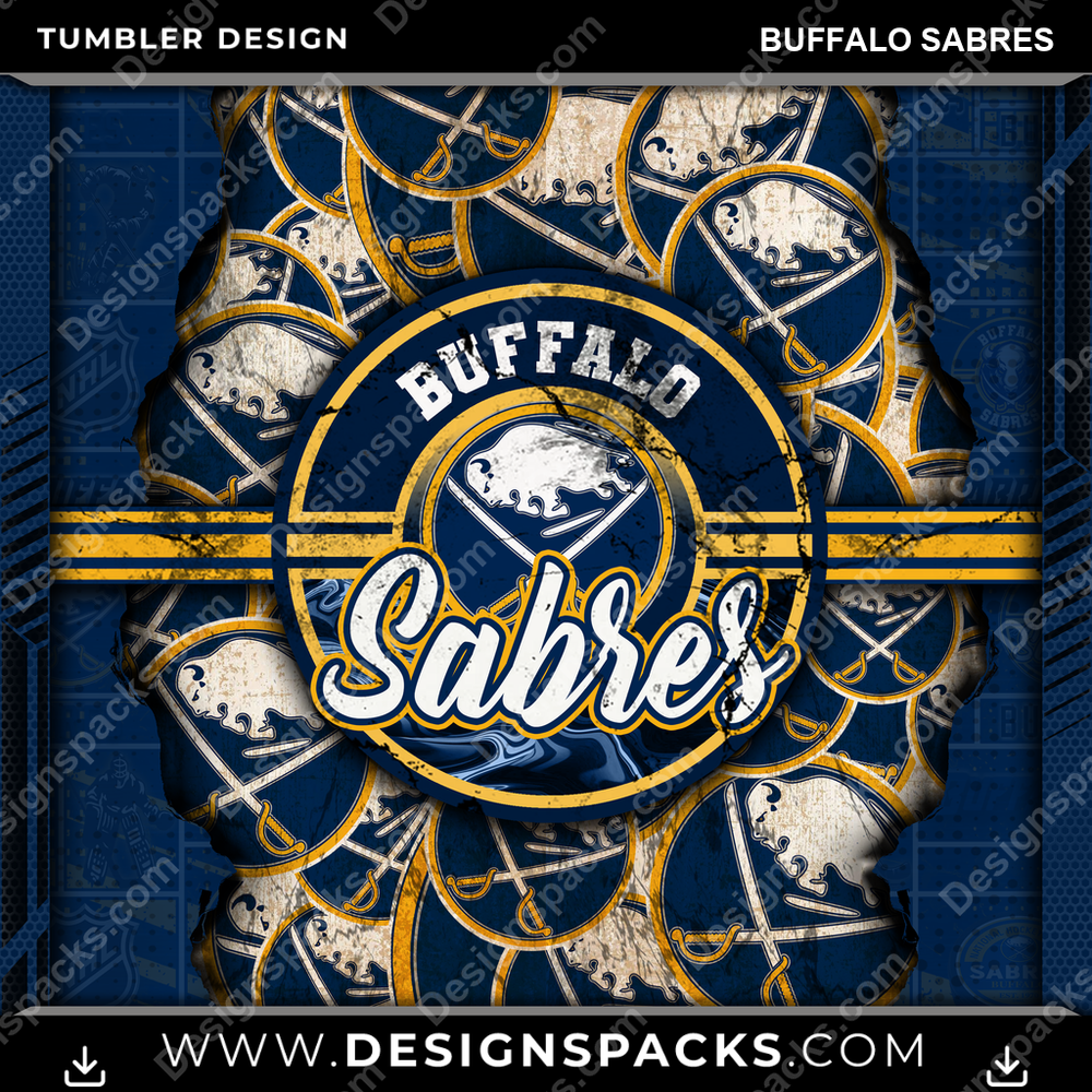 Hockey Ripped Buffalo Sabres Tumbler Digital Wrap Design