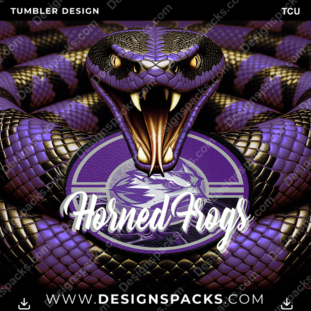 College Sport Rattle Snake TCU Tumbler Digital Wrap Design