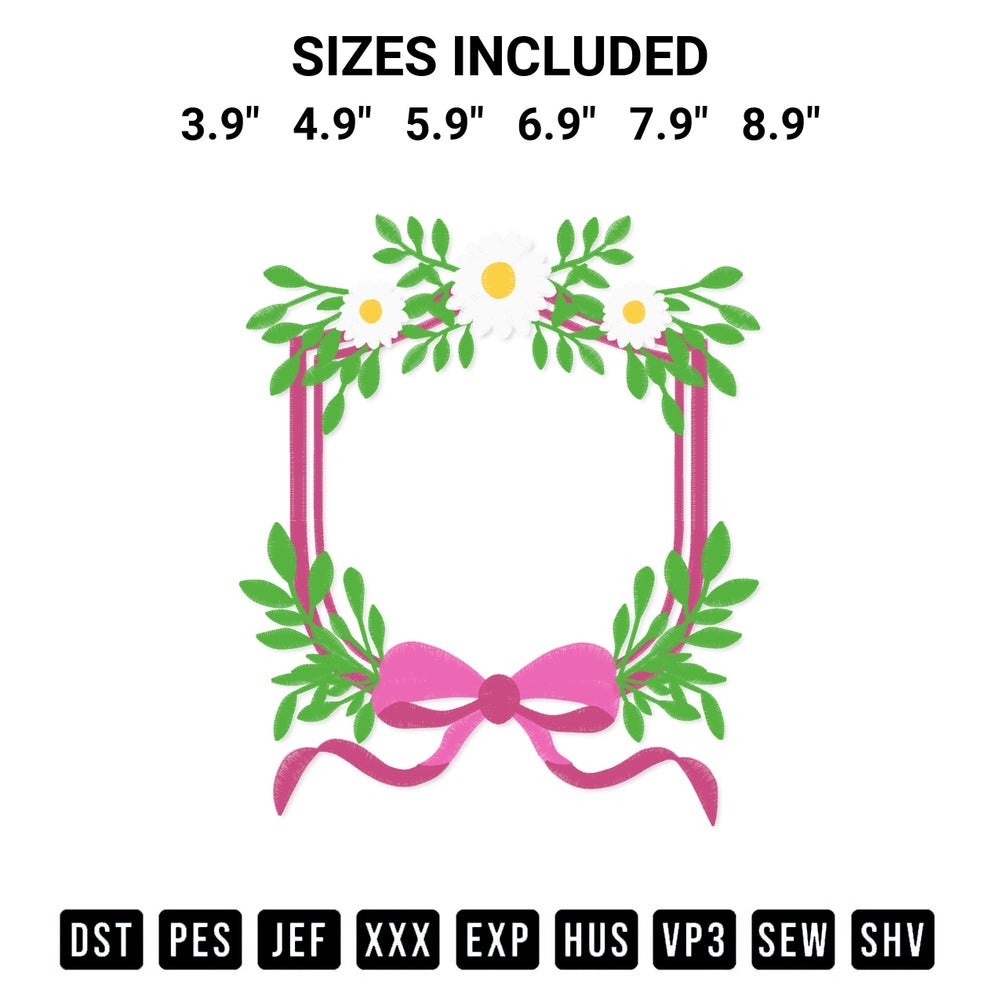 Download the Daisy Flower Frame Monogram Embroidery Design machine embroidery design exclusively at Designspacks.com. Premium digitized pattern for apparel and DIY crafts. Available sizes: 3.9", 4.9", 5.9", 6.9", 7.9", 8.9".