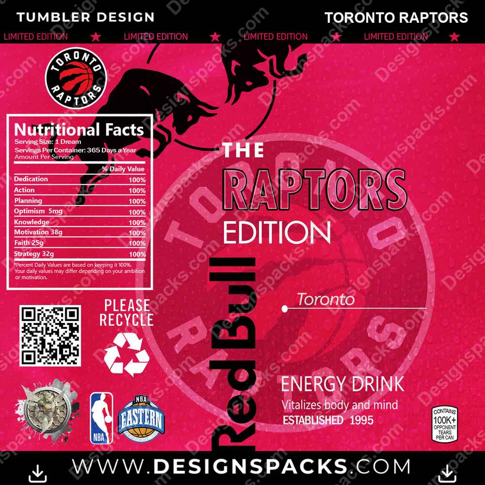 Basketball Red Bull Toronto Raptors Tumbler Digital Wrap Design