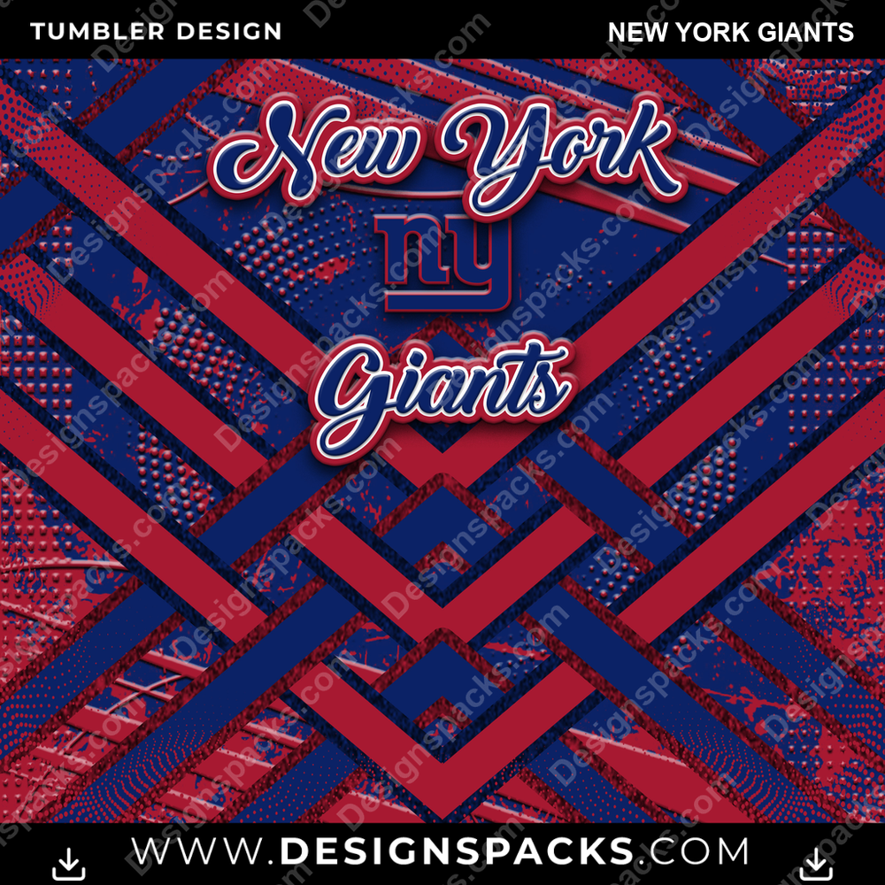 Football Glitter Stripe New York Giants NFL Football Tumbler Digital Wrap Design Download