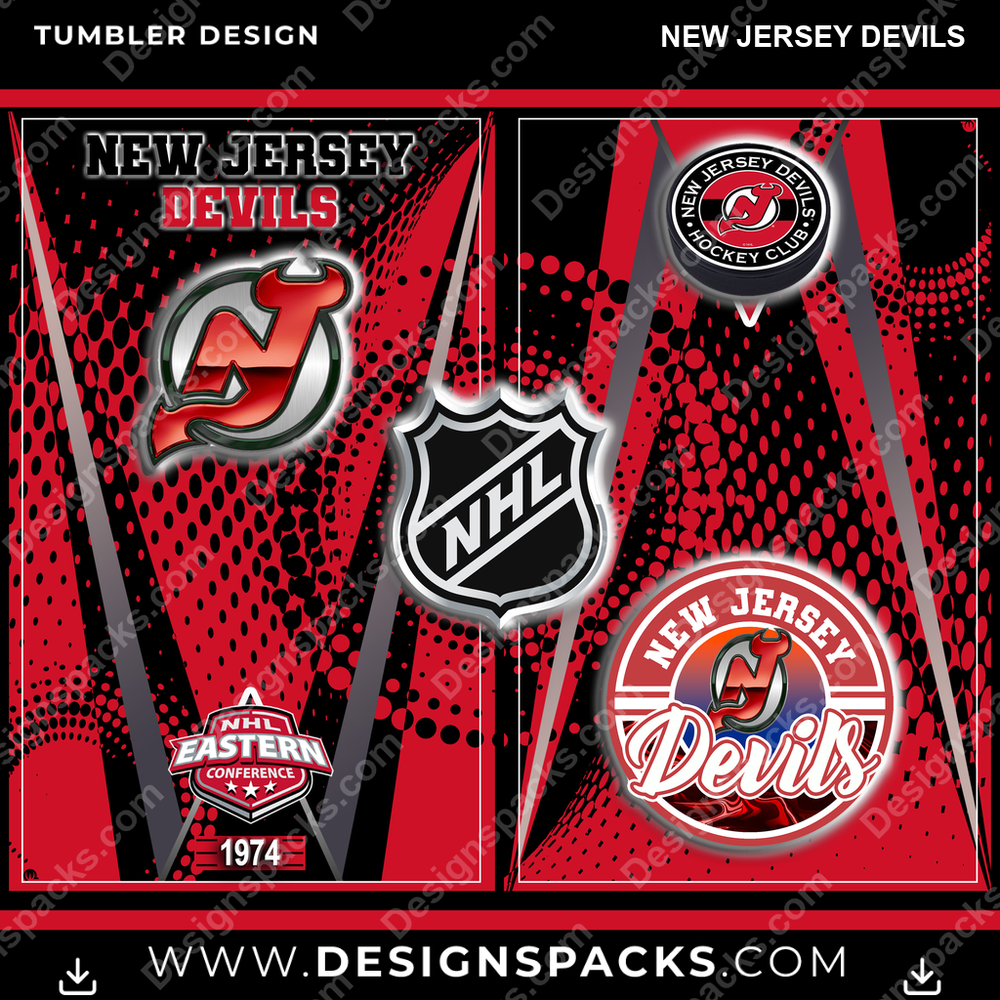 Ice Hockey Team Logo New Jersey Devils Tumbler Digital Wrap Design