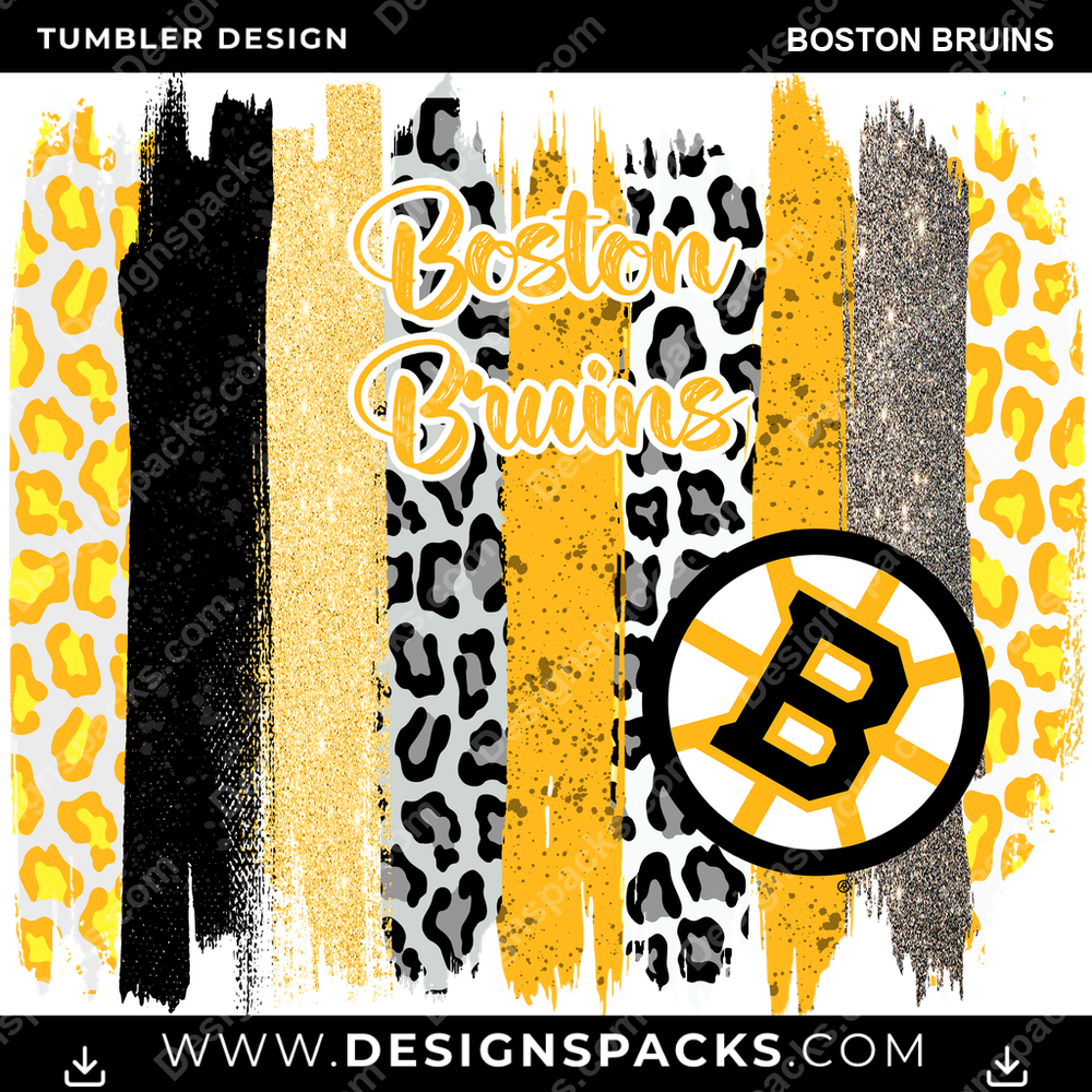 Hockey Brush Strokes Boston Bruins Tumbler Digital Wrap Design