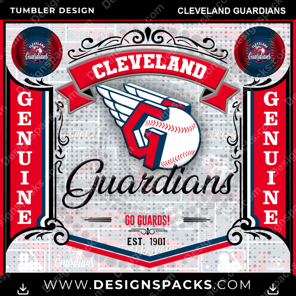 Baseball Bud Cleveland Guardians Tumbler Digital Wrap Design
