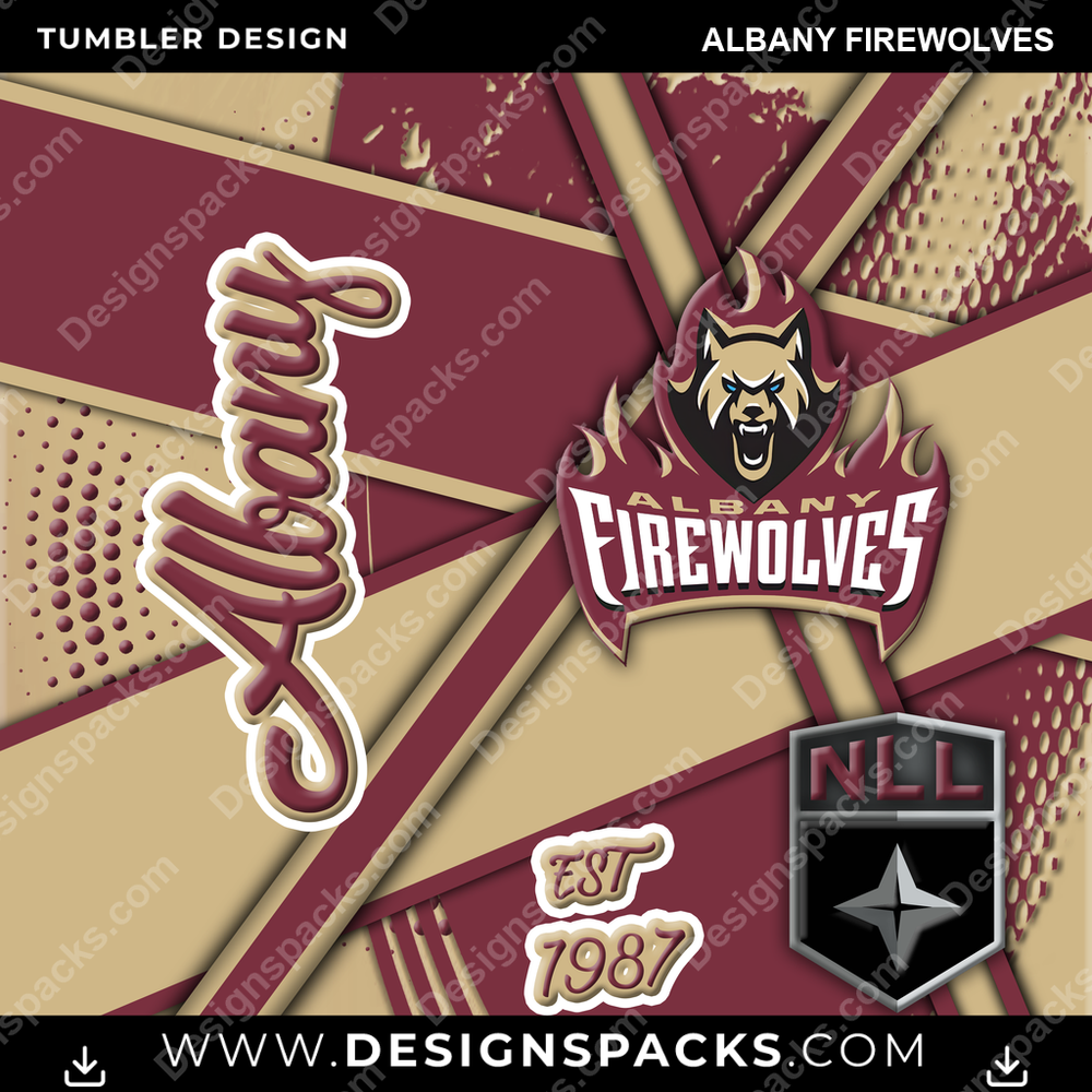 Lacrosse Team Sport Albany FireWolves Tumbler Digital Wrap Design