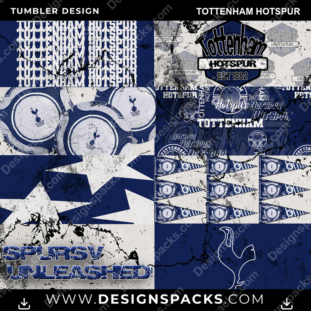 Soccer UK Distressed BG Tottenham Hotspur Tumbler Digital Wrap Design