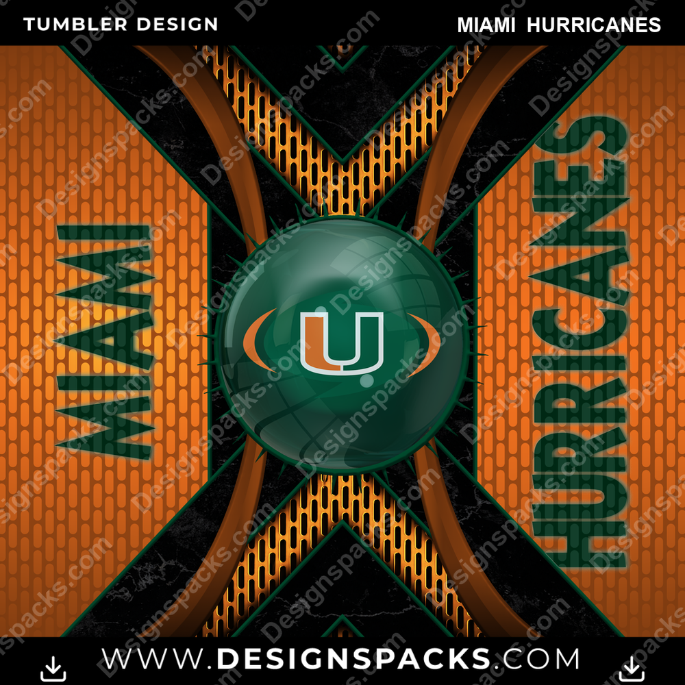 College Sport Metal Grating Miami Hurricanes NCAA College Sport Tumbler Digital Wrap Design Download