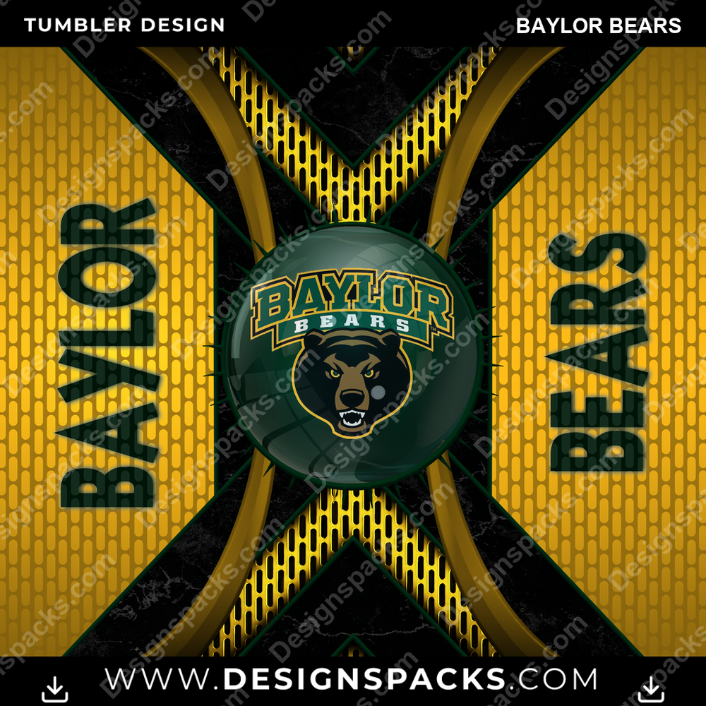 College Sport Metal Grating Baylor Bears Tumbler Digital Wrap Design